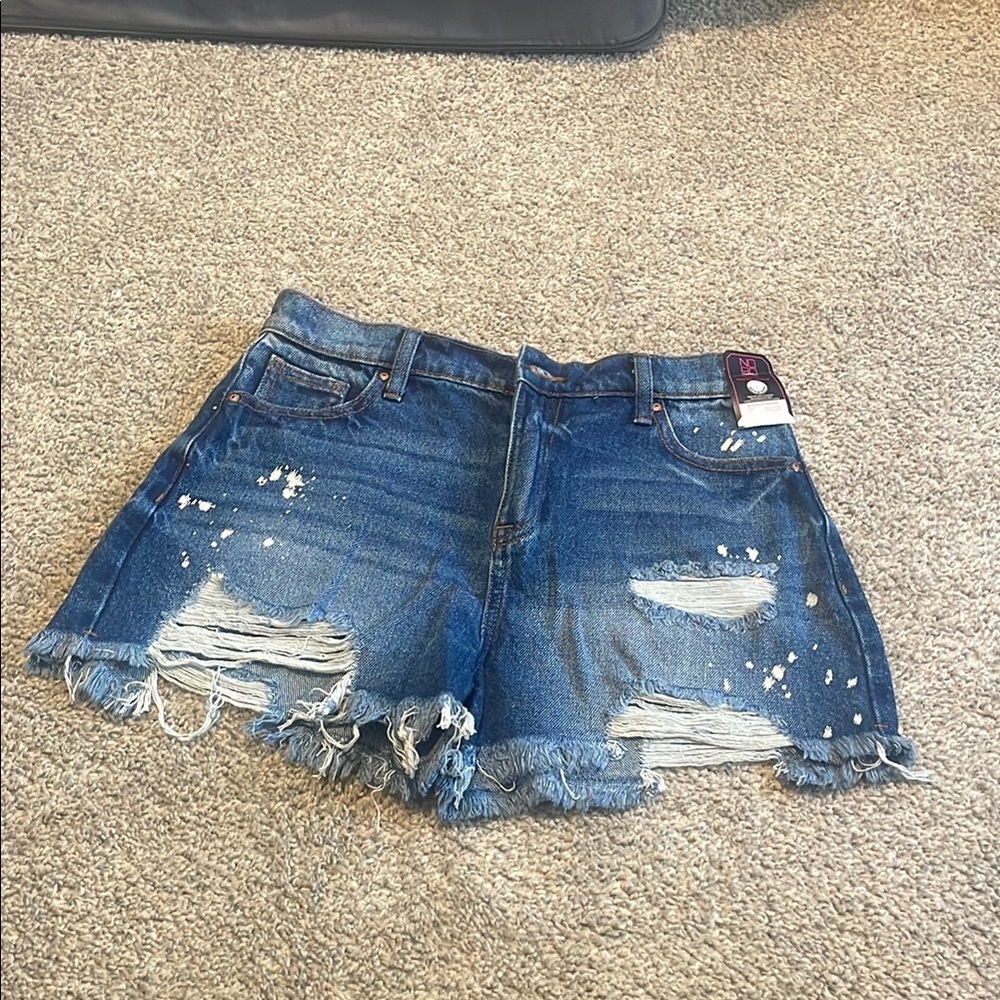 No Boundaries Blue Distressed Jean Shorts Frayed Hem